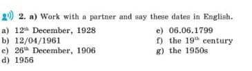 A) 12 December 1928 bb) 12/04 11961() 26th December, 19061) 1956U) 06.06.1799ħ the ryth centuryg) th