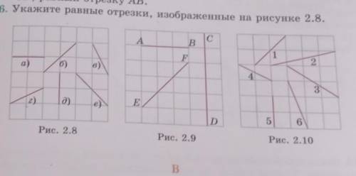 2.6. Укажите равные отрезки, изображенные на рисунке 2.8.​