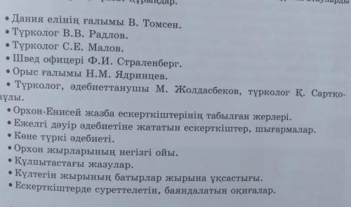 4-тапсырма. Берілген мәліметтер бойынша көне түркі жазба ескерткіштерін тұңғыш зерттеуші ғалым ретін