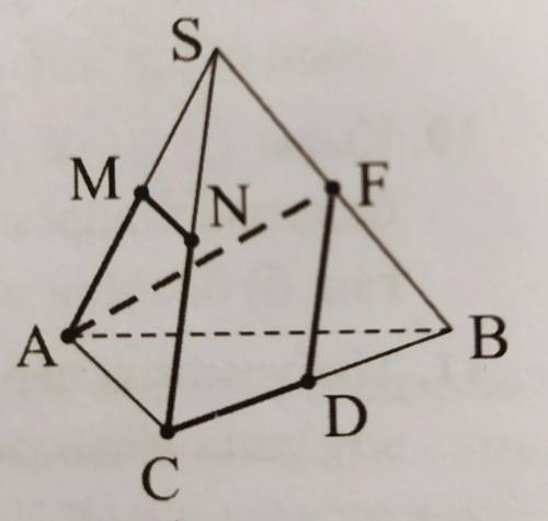 sabc сторона 8 см правильный тетраэдр. Точки m.n.d.f являются центрами ребер sa, sc, cb, sb соответс