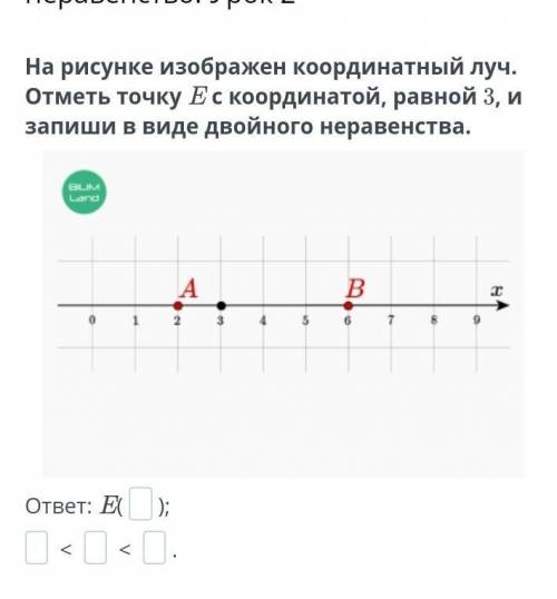 на рисунке изображён координатный луч отметьте точку С координатой равной 3 и запишите в виде двойно