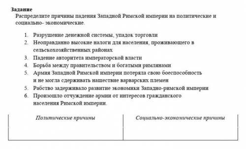 распределите причины падения западной римской империи на политические и социально экономические усло