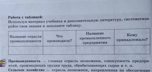 Работа с таблицей: Используя материал учебника и дополнительную литературу, систематизи-руйте свои з