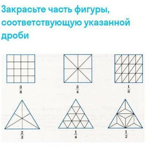 Закрасьте часть фигуры, соответствующую указанной дроби ​