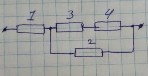 Дано:R1=2.5 Oм. R2=R3=10. R4=20Oм.И =40 Oм.Найти: И1, И2, И3, И4.I, I1, I2, I3, I4.( R- сопротивлени