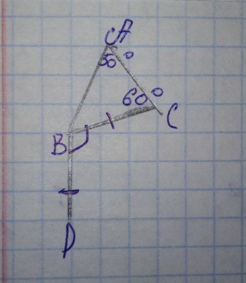 Сто­ро­на AB тре­уголь­ни­ка ABC про­дол­же­на за точку B. На про­дол­же­нии от­ме­че­на точка D так