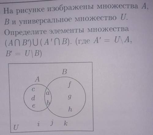 На рисунке изображены множества А.В и универсальное множество U......​