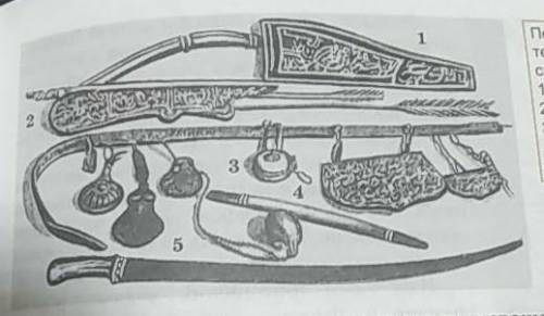 По рисунку определите вооружение казахских воинов. (названия по казахскому)​