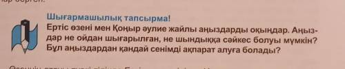 Ертіс өзені мен Қоңыр әулие жайлы аңыздарды оқыңдар. Аңыз- дар не ойдан шығарылған, не шындыққа сәйк