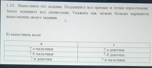 1.10. Изобразите четыре прямые так, что бы у них было: а) три точки; б) четыре точки; в) пять точек;