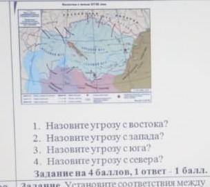 Назовите угрозы с востока Назовите угрозы Запада Назовите угрозу с юга​