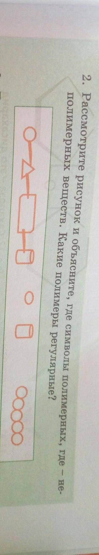 2. Рассмотрите рисунок и объясните, где символы полимерных, где - не- полимерных веществ. Какие поли