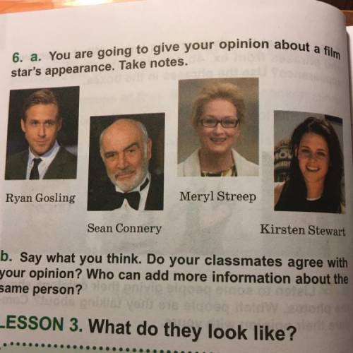 6.a. You are going to give your opinion about a film star's appearance. Take notes.