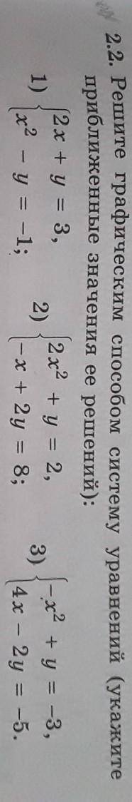 2.2. Решите графическим систему уравнений (укажите приближенные значения ее решений)
