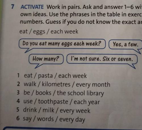 Work in pairs.Ask and answer 1-6 with your own ideas.Use the phrases in the table in exarcise 5 and