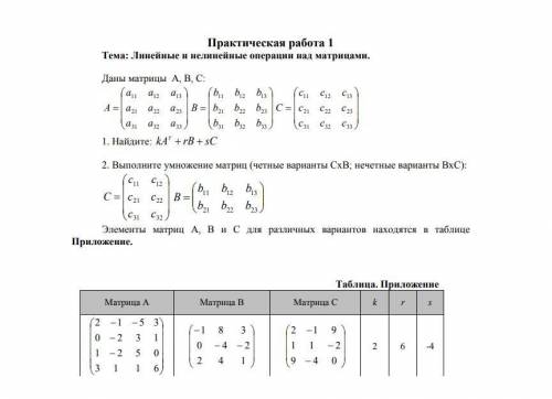 Линейные и нелинейные операции над матрицами