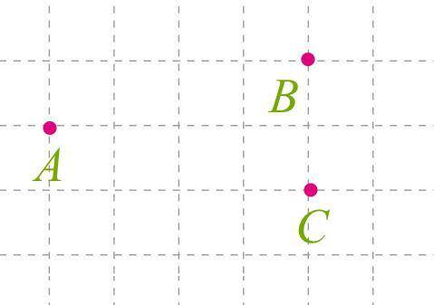 На листочке в клеточку учитель отметил три точки A B C Известно, что сторона одной клетки равна 8 см
