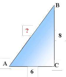 У прямокутному трикутнику АВС катет ВС = 8 см, катет АС = 6 см. Знайдіть гіпотенузу АВ.