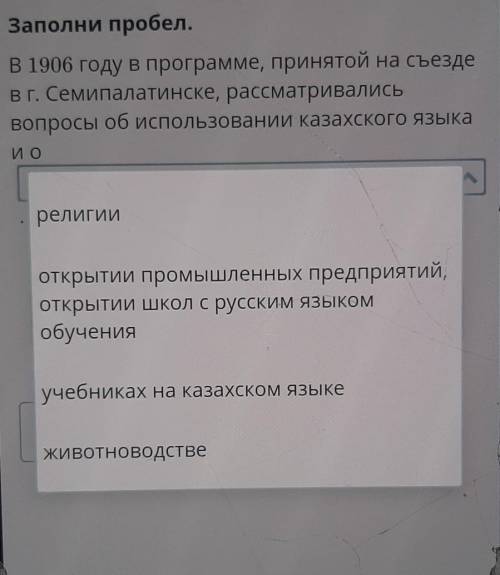 В 1906 году в программе принятой на съезде в г. Семиполатинске,рассматривались вопросы об использова