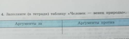 4. Заполните таблицу «Человек — венец природы». Аргументы За и аргументы Против быстрее