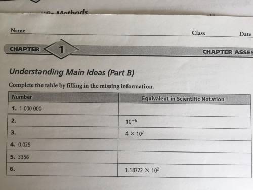 Q1: Write 1,000,000 in scientific notation. Q2 Write 10 e-6 in number form. Q3: White 4 x 10 e-7 in