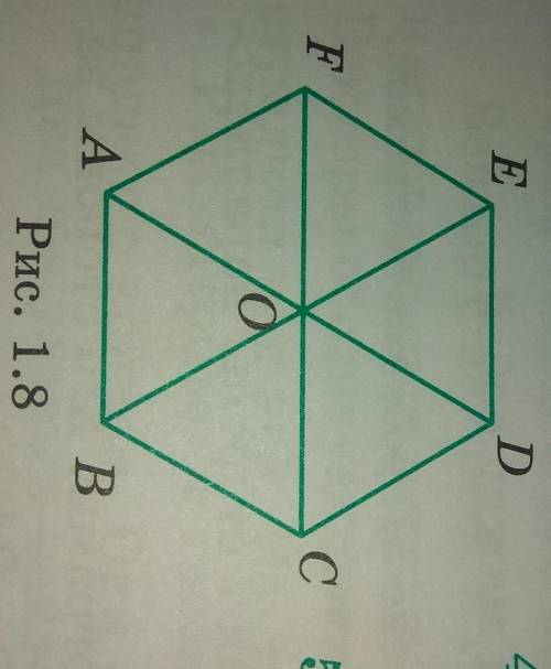 Стороны правильного шестиугольника ABCDEF равны 1 , O - точка пересечения его диагоналей ( рис. 1.8)