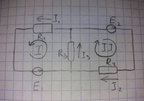 Дано R1=100 ом R2=R3=150 ом Е1=75 в Е2=100 в найти I1, I2, I3-?