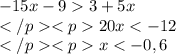 -15x-93+5x\\20x < -12\\x < - 0,6