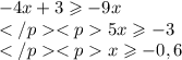 -4x+3\geqslant - 9x\\5x\geqslant - 3\\x\geqslant - 0,6