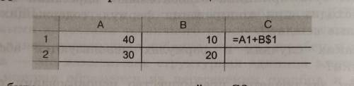 дан фрагмент электронной таблицы . Чему будет равно значение ячейки С2, если скопировать в неё форму