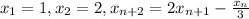 x_{1}=1, x_{2}=2,x_{n+2}=2x_{n+1}-\frac{x_{n}}{3}