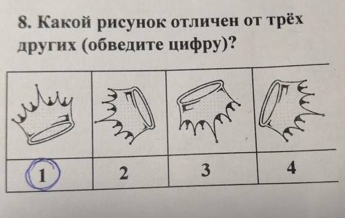 Какой рисунок отличен от трёхдругих (обведите цифру)?​