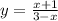 y = \frac{x+1}{3-x}