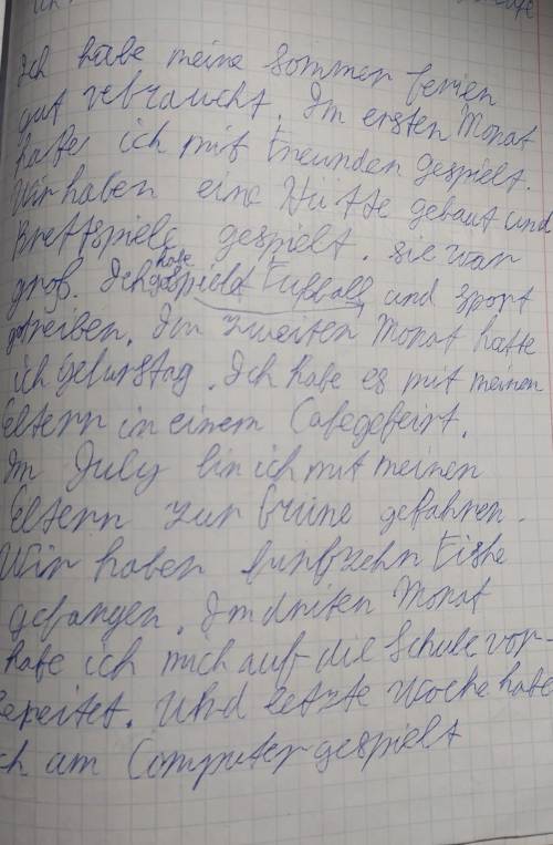 Написати твір про літо. Речення мають бути в Perfekt. На другому місці має бути haben або sein у від