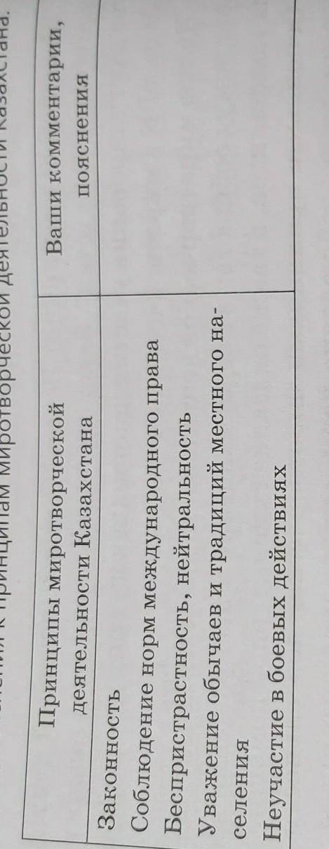 40г. Заполните страницу двухчастного дневника. Запишите свои комментарии, пояснения к принципам миро