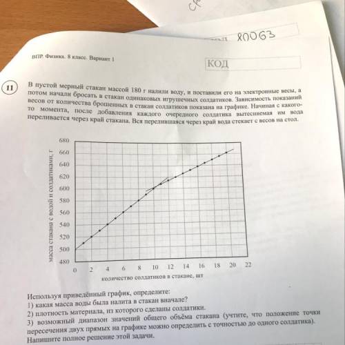 ДРУГАЯ ЗАДАЧА впр физика 8 КЛАССодна задача