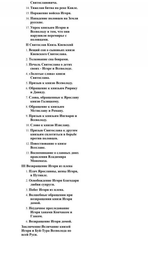 нужно к каждому пункту подобрать цитаты