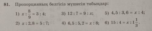81. Пропорцияның белгісіз мүшесін табыңдар:​