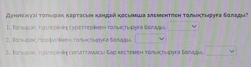 Дүниежүзі топырақ картасын қандай қосымша элементпен толықтыруға болады? 1. Топырақ түрлерінің сурет