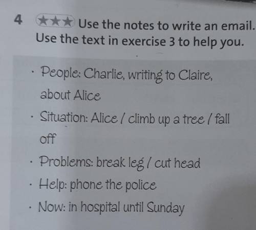 4 Use the notes to write an email . Use the text in exercise 3 to help you . ​