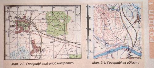 Зазначте, які географічні об'єкти побачить пасажир автомобіля (мал. 2.4), що рухається дорогою з пів
