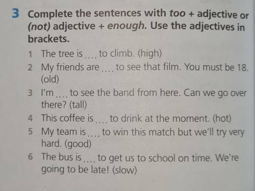 Complete the sentences with too + adjective or (not) adjective + enough. Use the adjectives inbracke