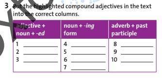 Поместите выделенные составные прилагательные в тексте в правильные столбцы.