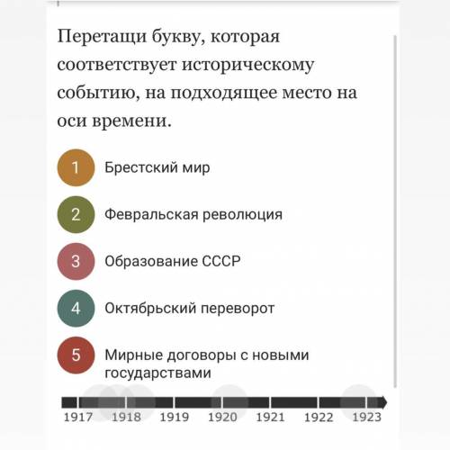 Расположи события из истории России 1917 – 1922 гг. на оси и опиши историческое значение каждого из