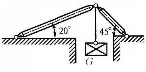Определить реакцию стержней удерживающих груз весом 10кН. Массой стержней пренебречь.