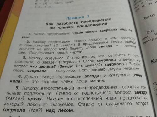 Здравствуйте по памятке 2 оформить предложение . В гнезде сидел маленький совенок. ( пример что дела