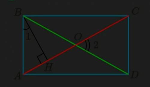 В прямоугольнике ABCD: BH⊥AC, ∠1 = 28°. Найди значение ∠2.​