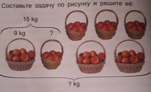 5. Составьте задачу по рисунку и решите её.15 kg9 kg?.? kg​