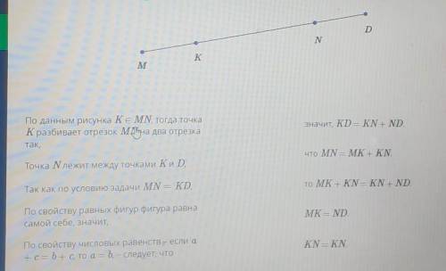 На рисунке отрезки MNи KD равны. Докажи, что МК = ND.​