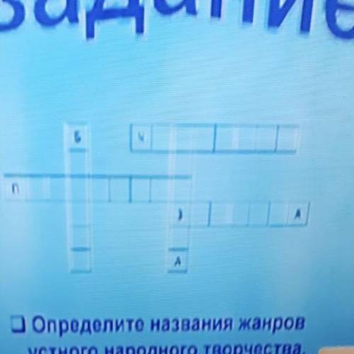 Задание. Б п 3 А o Определите названия жанров устного народного творчества. Предиту